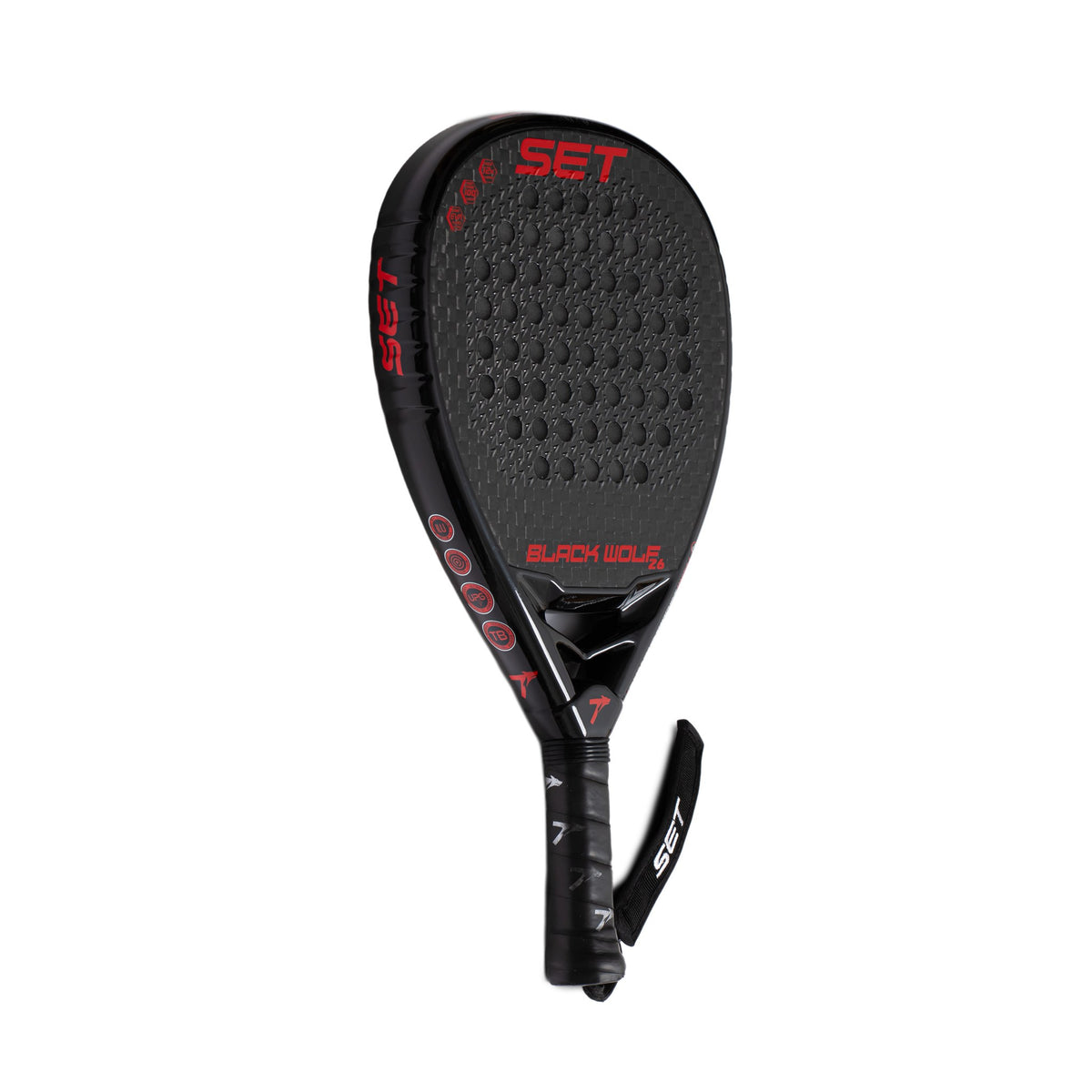 SET Black Wolf 26 padel racket, three-quarter side view